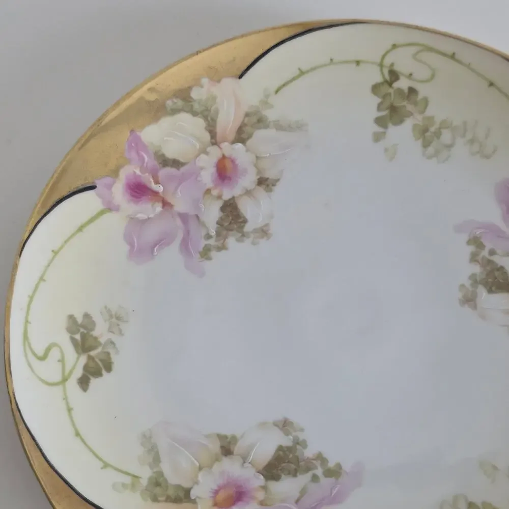 Royal Rudolstadt Prussia Hand Painted Raised Floral Cabinet Plate 8.5